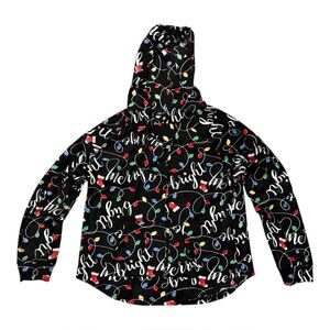 Girls No Boundaries Christmas Merry & Bright Velour Hoodie Large 12-14 Top Pjs